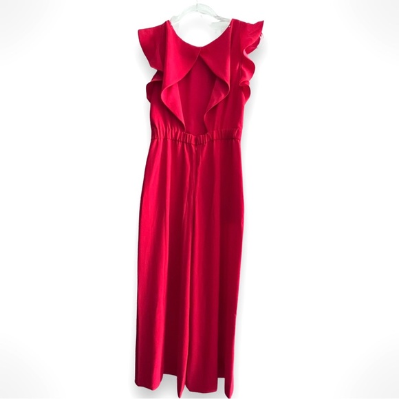 J. Crew | NWOT ✨ Bright Red Crepe 365 Sleeveless Ruffle Wide Leg Jumpsuit - Picture 6 of 13